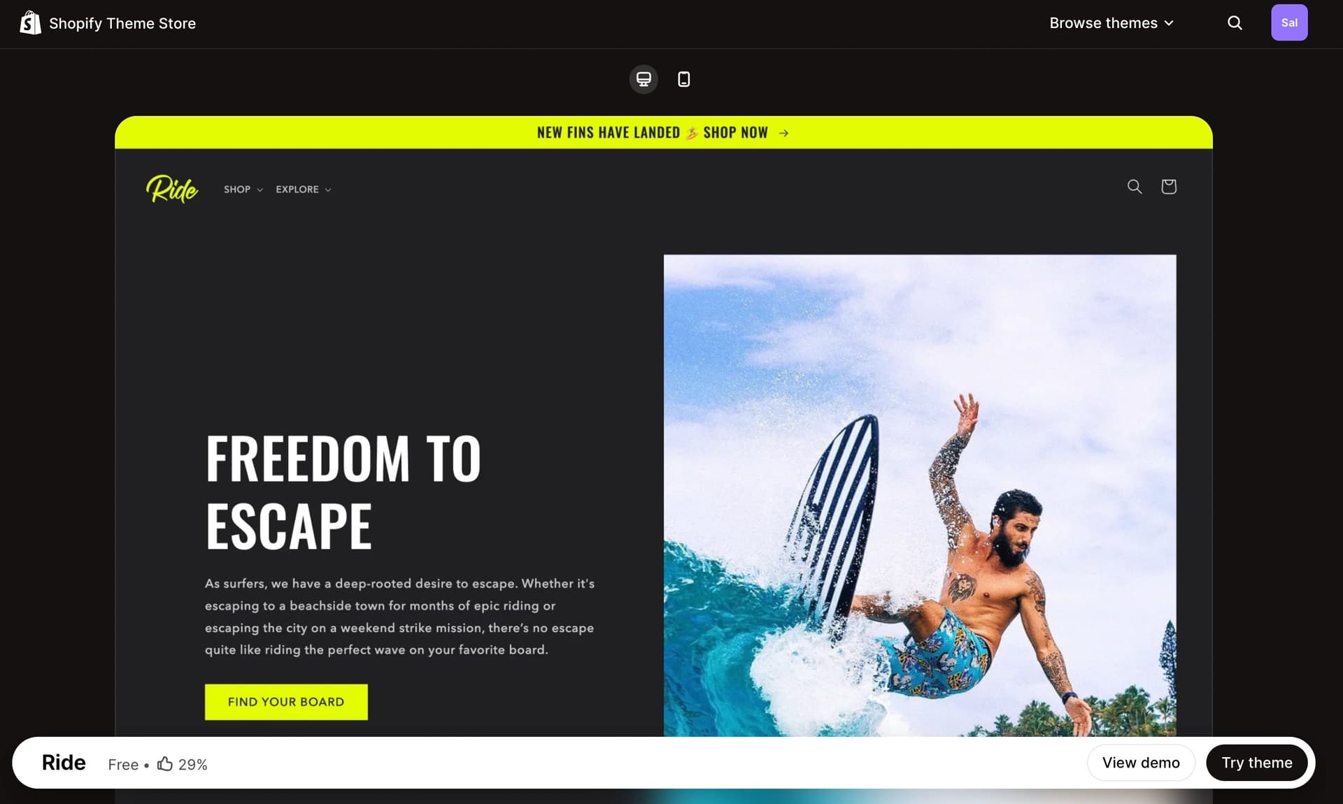 ride free sport shopify theme