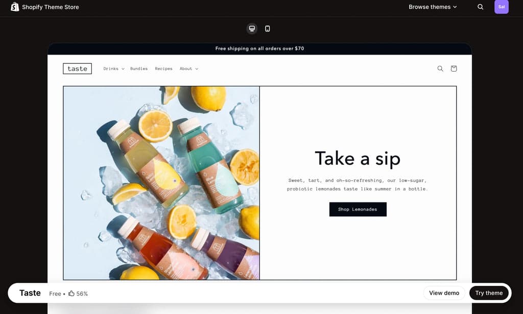 taste free theme shopify