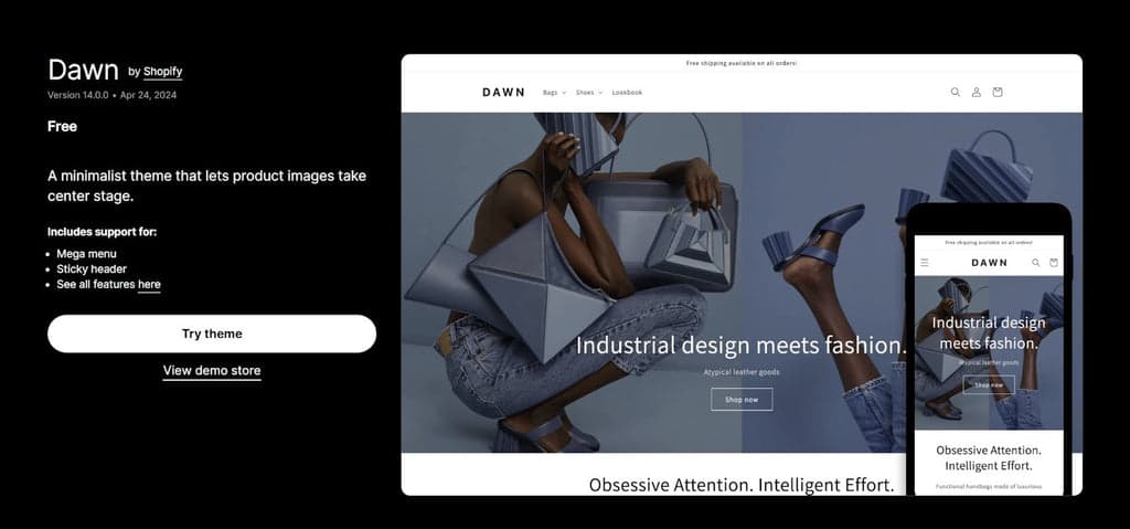 Dawn Theme Shopify Theme Store Listing