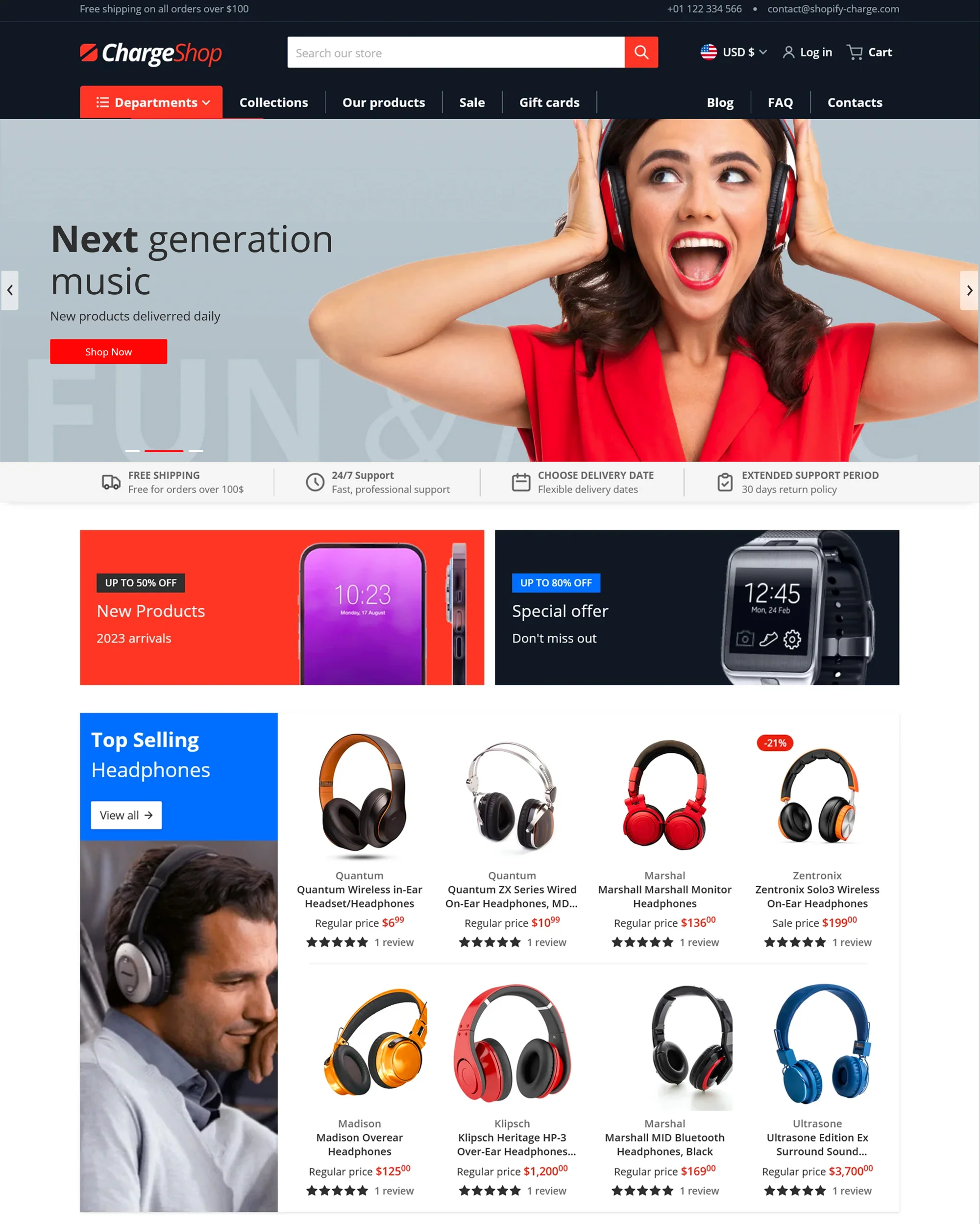 Charge theme homepage demo