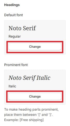 Shopify Theme Editor Change Font Button - Shine Theme