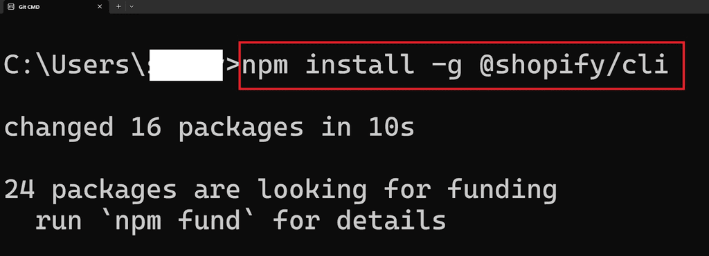 npm install -g command line in cmd