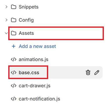 Assets Base css Navigation Shopify Edit Code