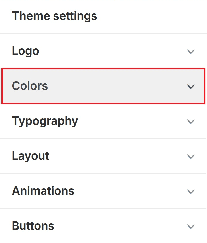 Colors Section Dropdown