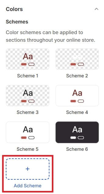 Add Scheme Button Shopify Theme Editor - Shine Theme