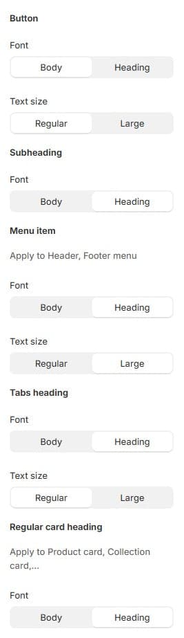 Shine Theme Additional Font Settings