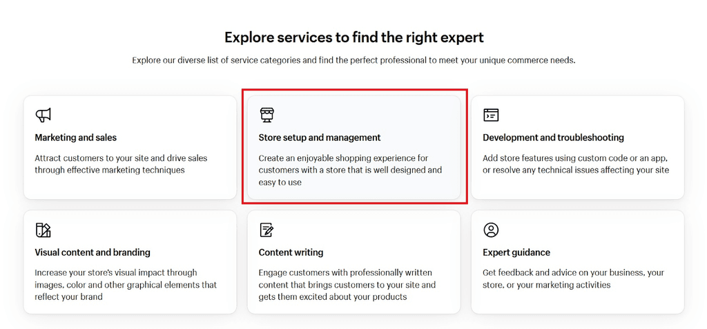 Store setup and management button
