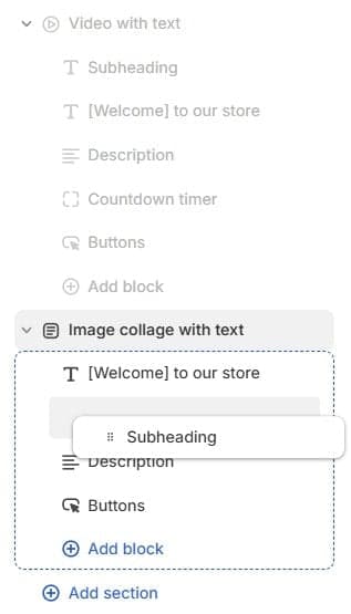 Shopify Theme Editor - Moving a Block Within a Section