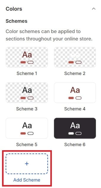Add Scheme Button Shopify Theme Editor - Shine Theme