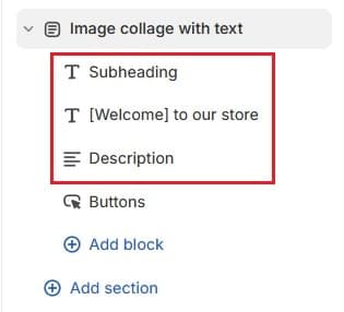 Shopify Theme Editor - Section with Text Blocks