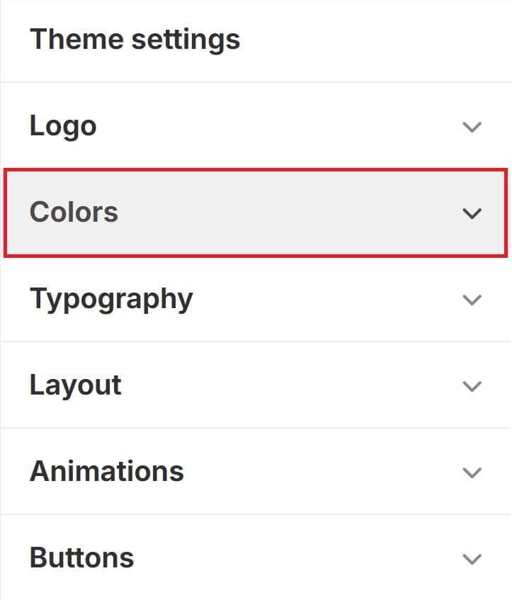 Colors Section Dropdown