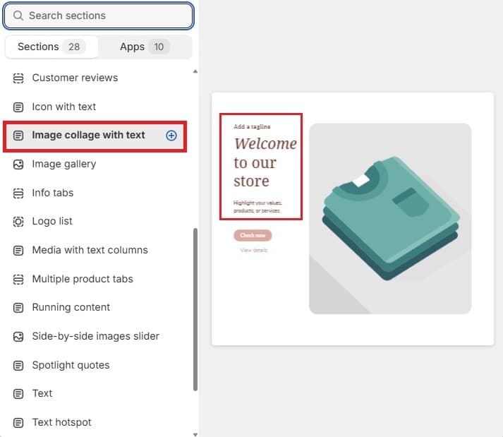 Shopify Theme Editor - Text in the Section Preview
