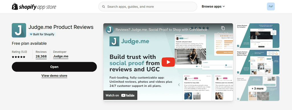 Judge Product Reviews - Shopify App Store Listing