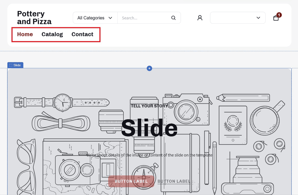 Home Catalog and Contact Navigation Menu