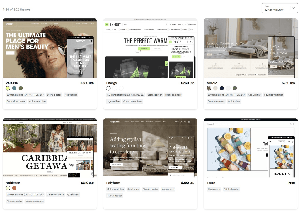 Shopify Theme Store Catalogue