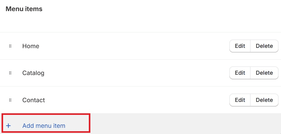 Add Menu Item - Shopify Menu