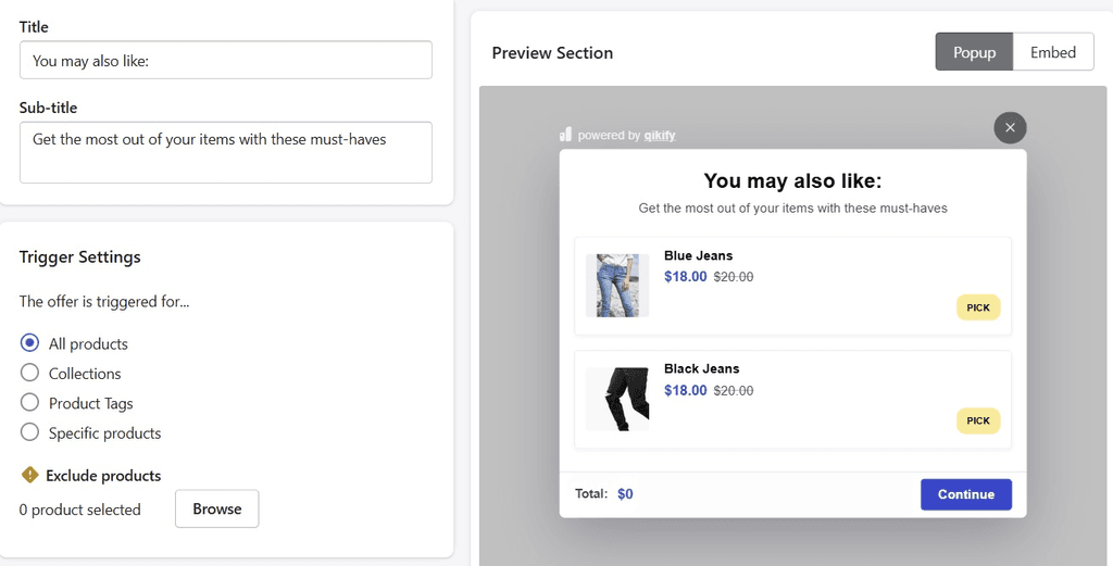 Qikify Cross-sell Section