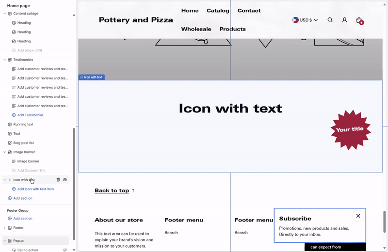Shopify Theme Editor - Dragging Sections