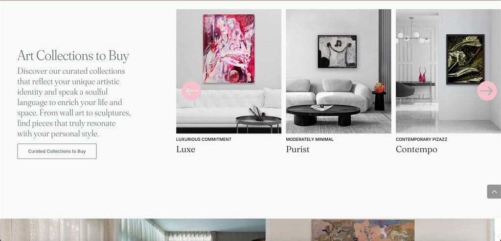 art ecommerce homepage examples