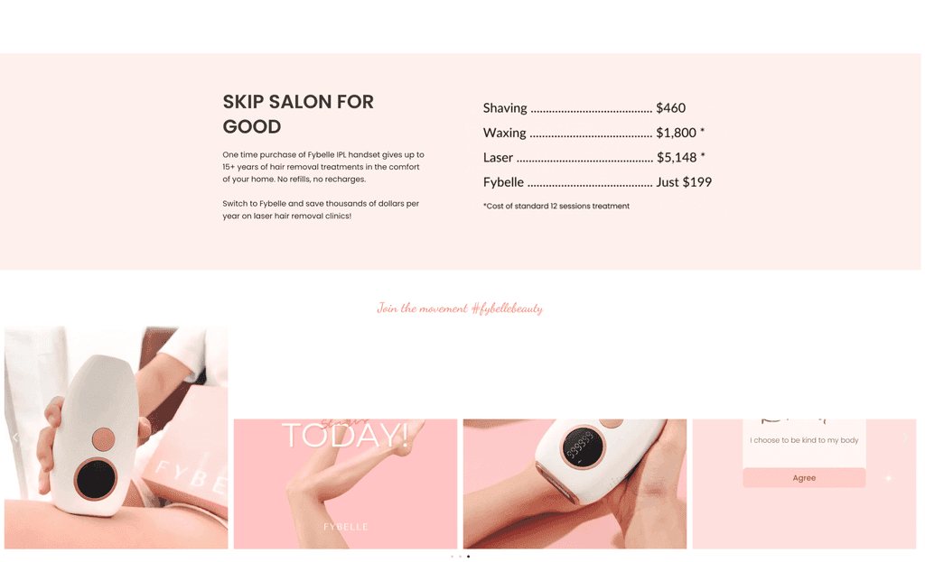 pricing section on homepage