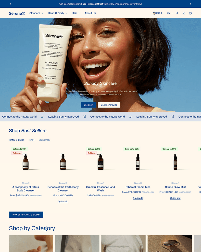 beauty homepage example