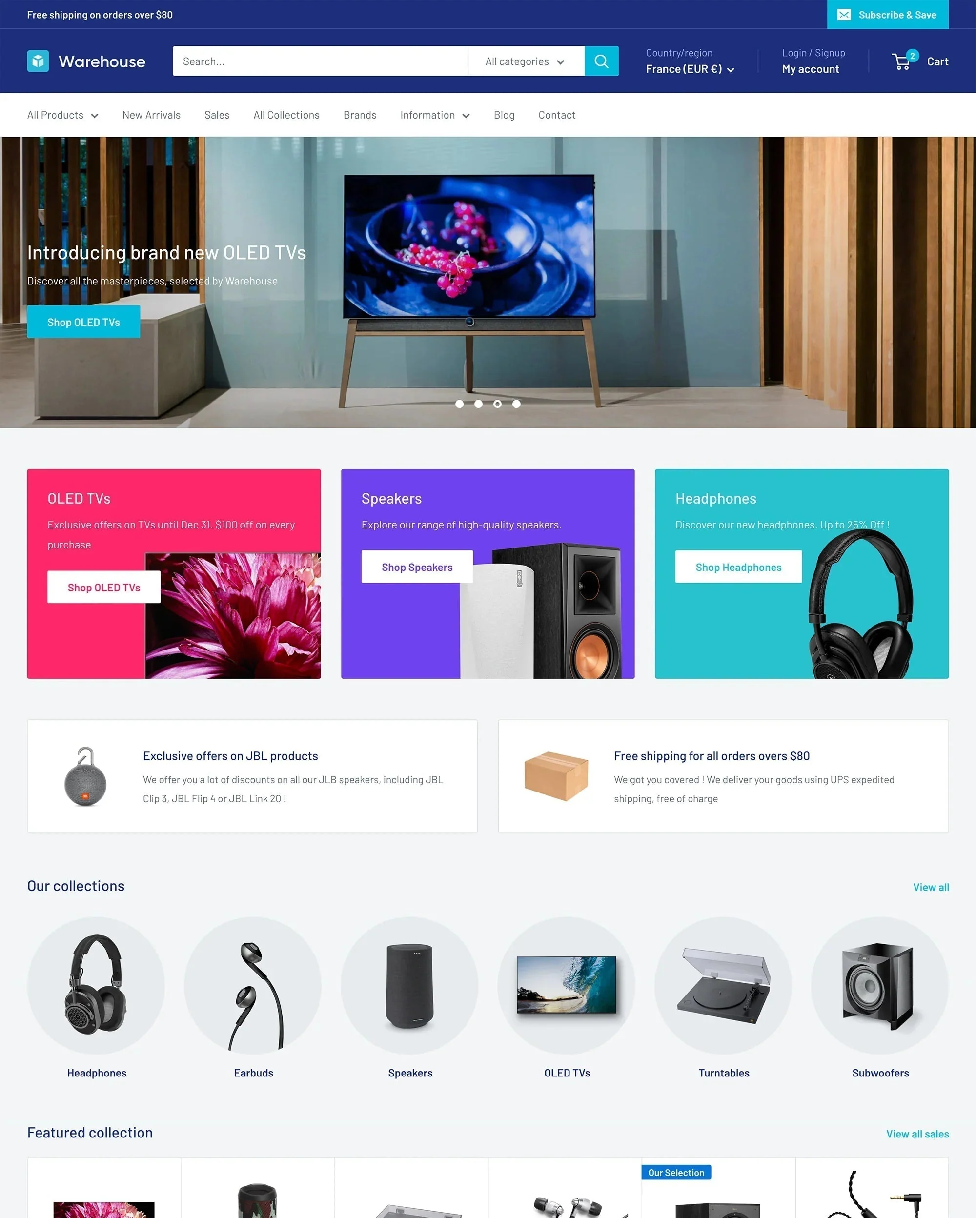 Warehouse theme layout built for large catalogs and mega menus