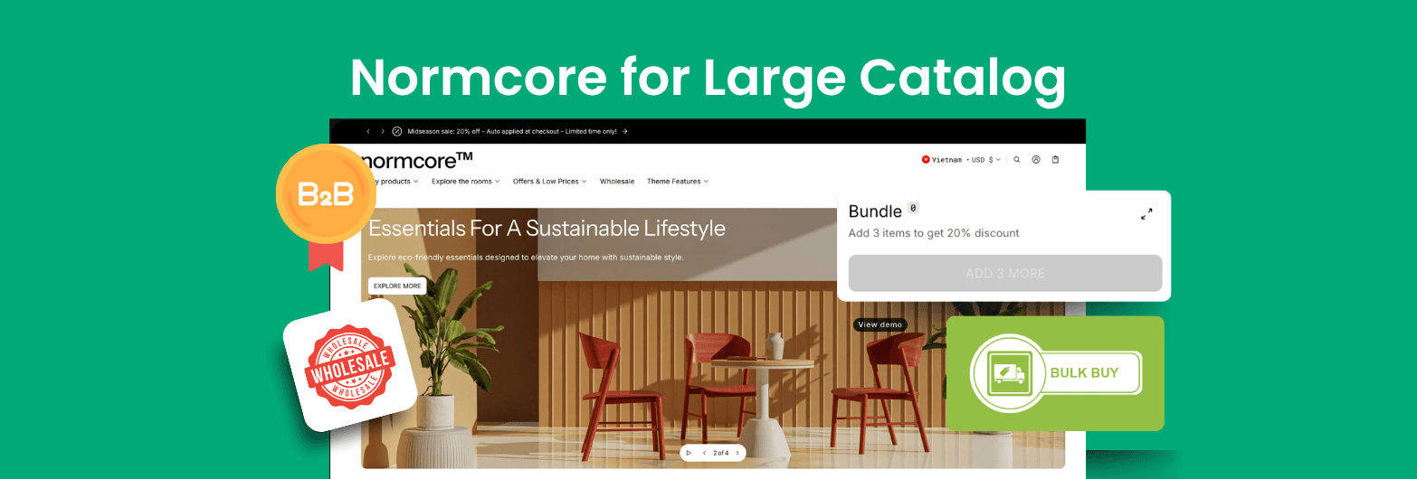 Normcore Theme for Large Catalog Stores: Scaling Wholesale/B2B All-in-one