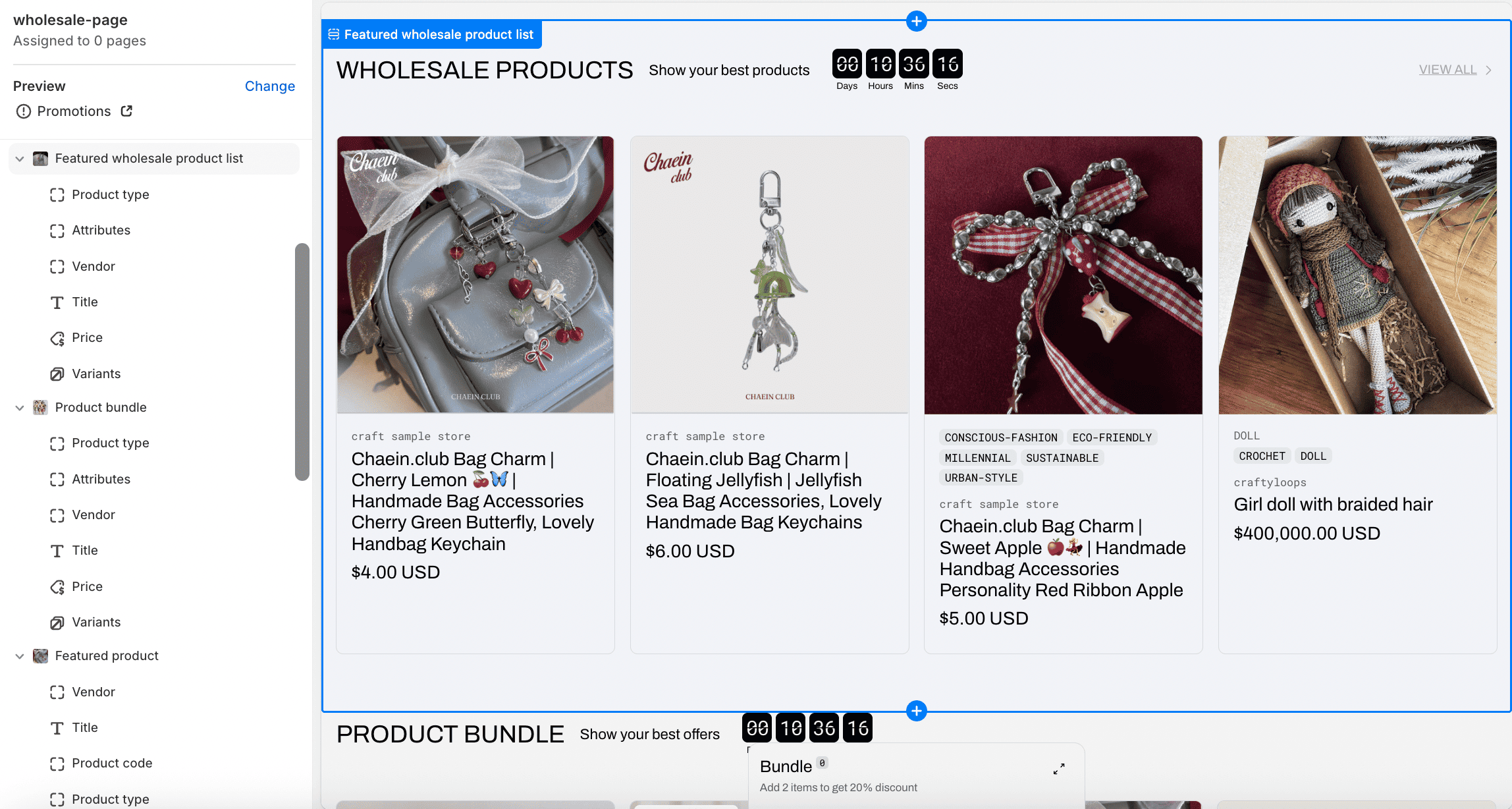 wholesale page example