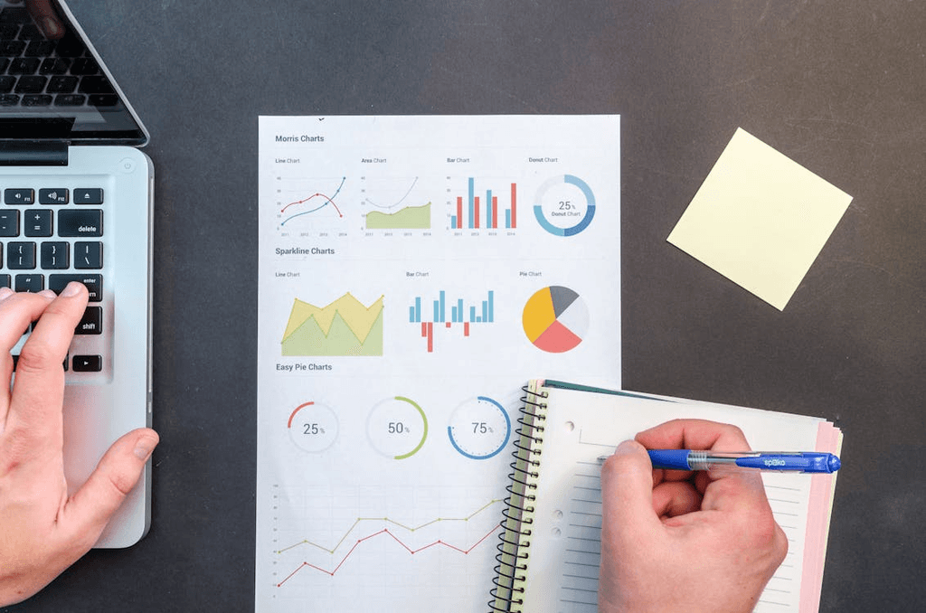 A photo of various charts signifying high sales on a Shopify store