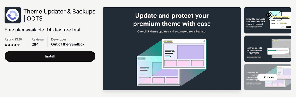 Theme updater & Backups app