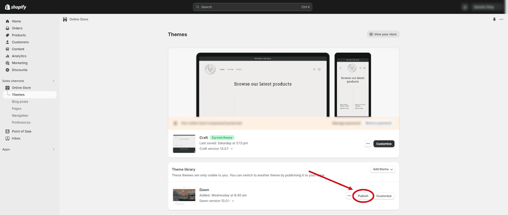 Publish Your New Theme