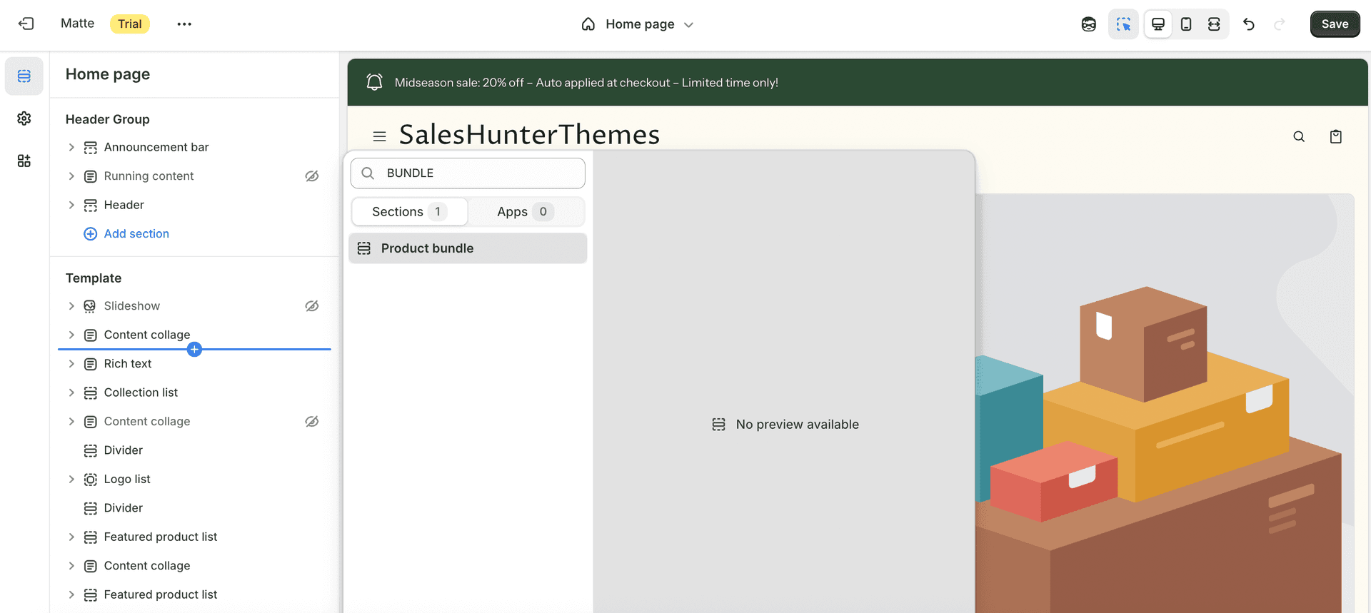 add product bundle section