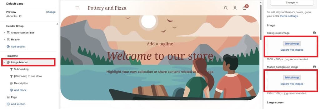 Shine Theme - Image Banner Section Settings