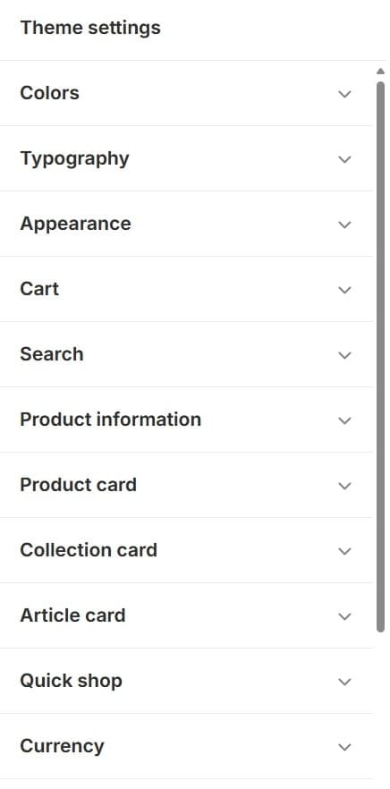 Shopify Theme Editor - Theme Settings