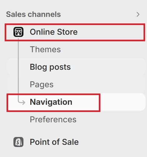 Online Store - Navigation from Shopify Admin Panel