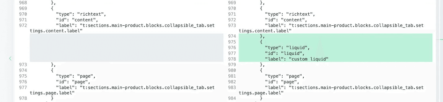 Find code change in theme editor