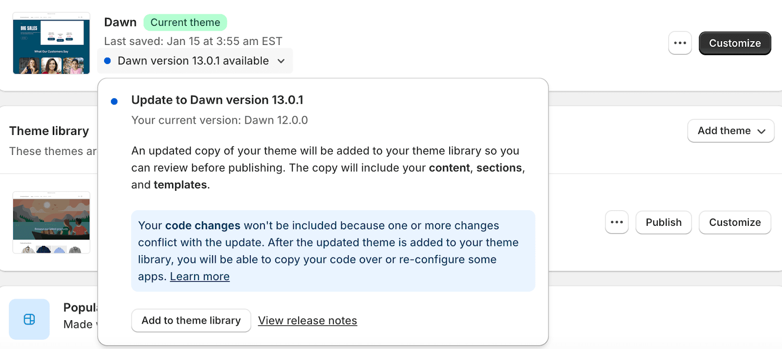 Update The Theme Automatically