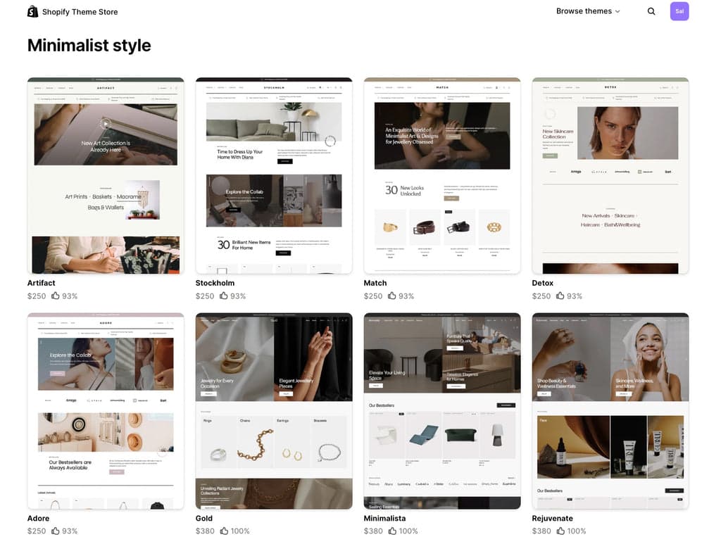 minimalist shopify theme collection