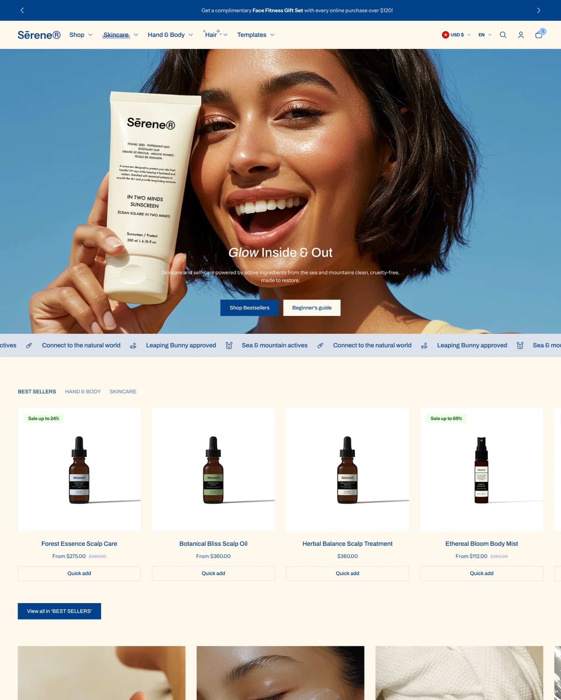 Shine Shopify theme storefront homepage