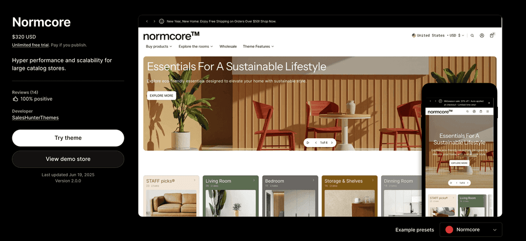 normcore theme shopify 2