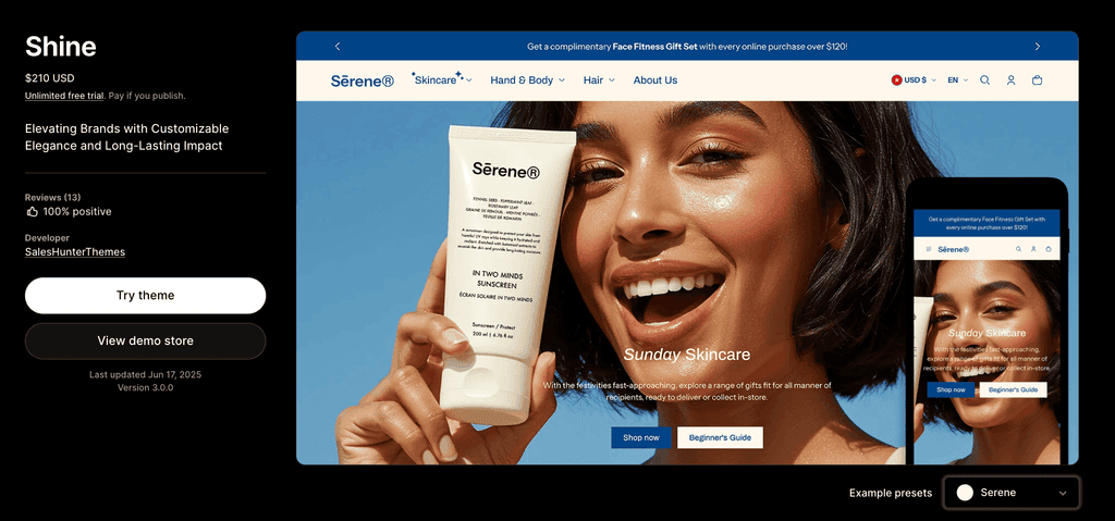 shine shopify theme