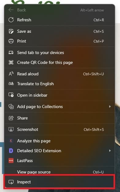 Inspect Button Right-click Dropdown