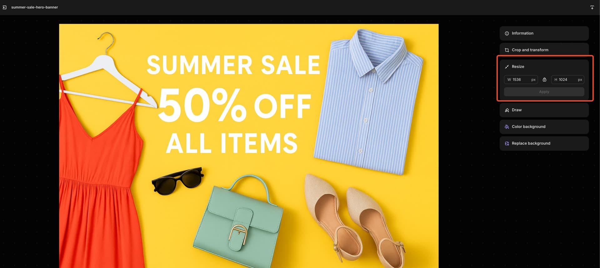 resize shopify banner