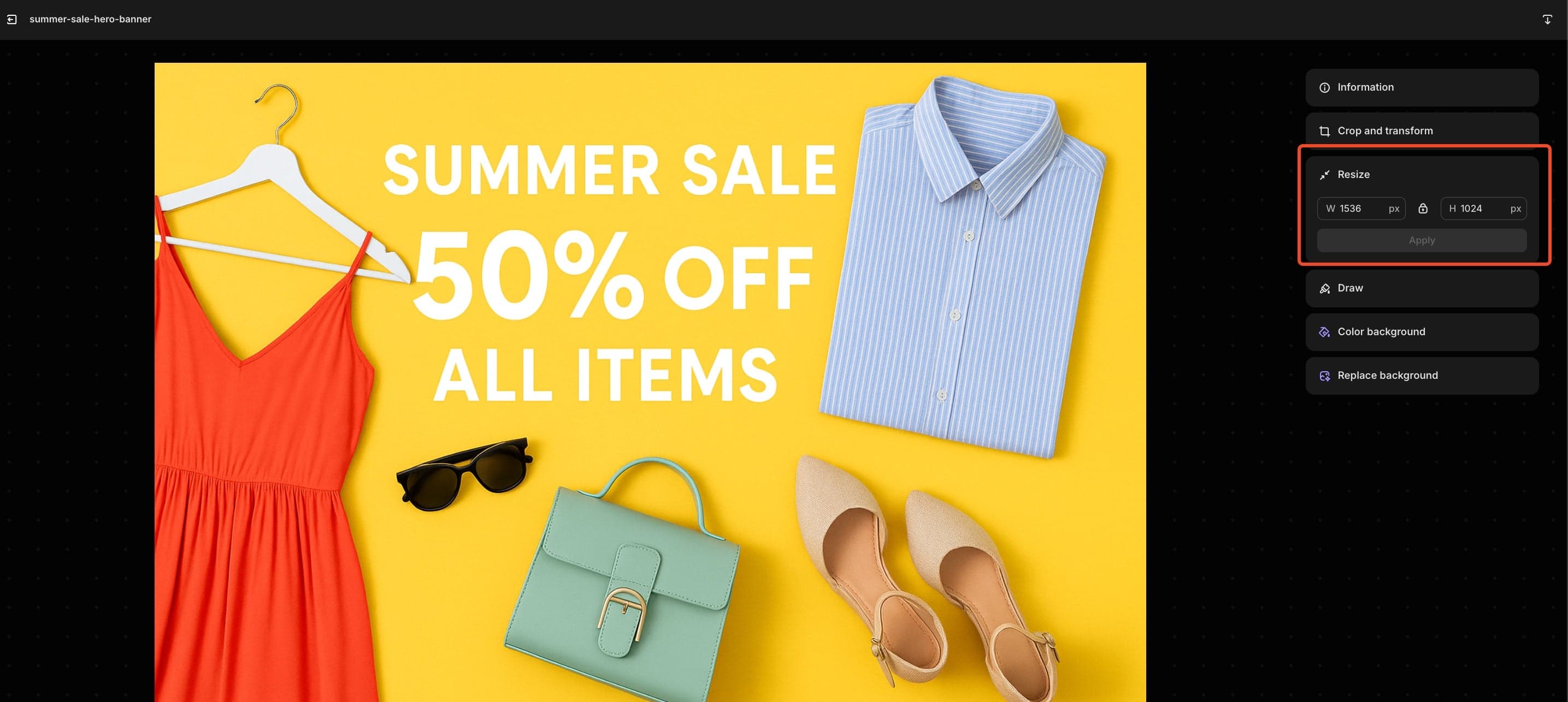 resize shopify banner