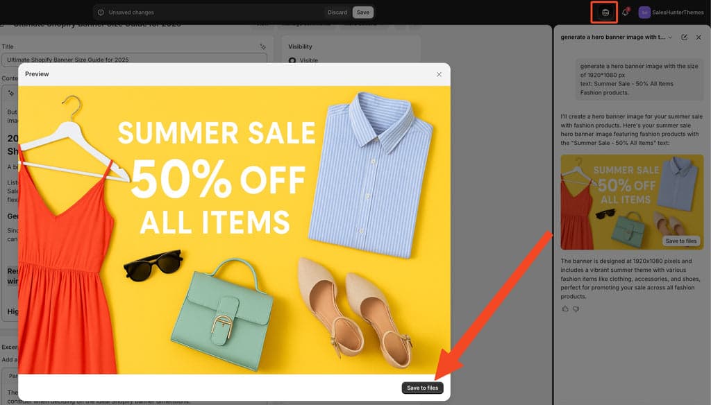 generate SHopify banner in Shopify