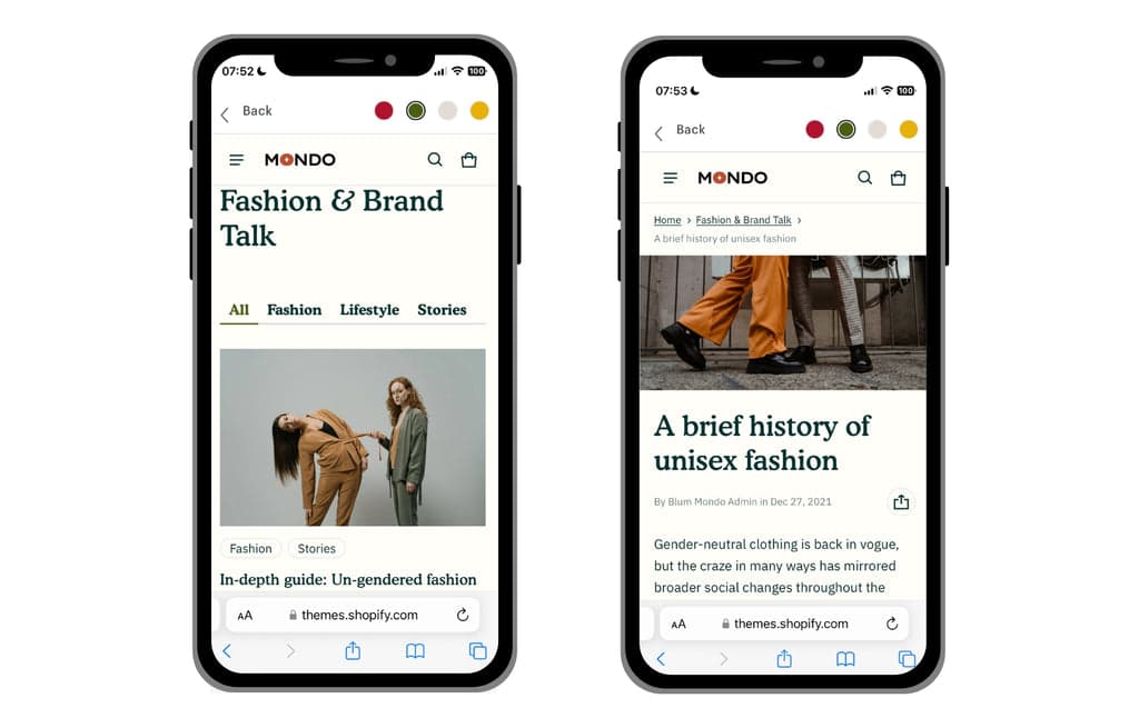 Blum blog post layout on mobile