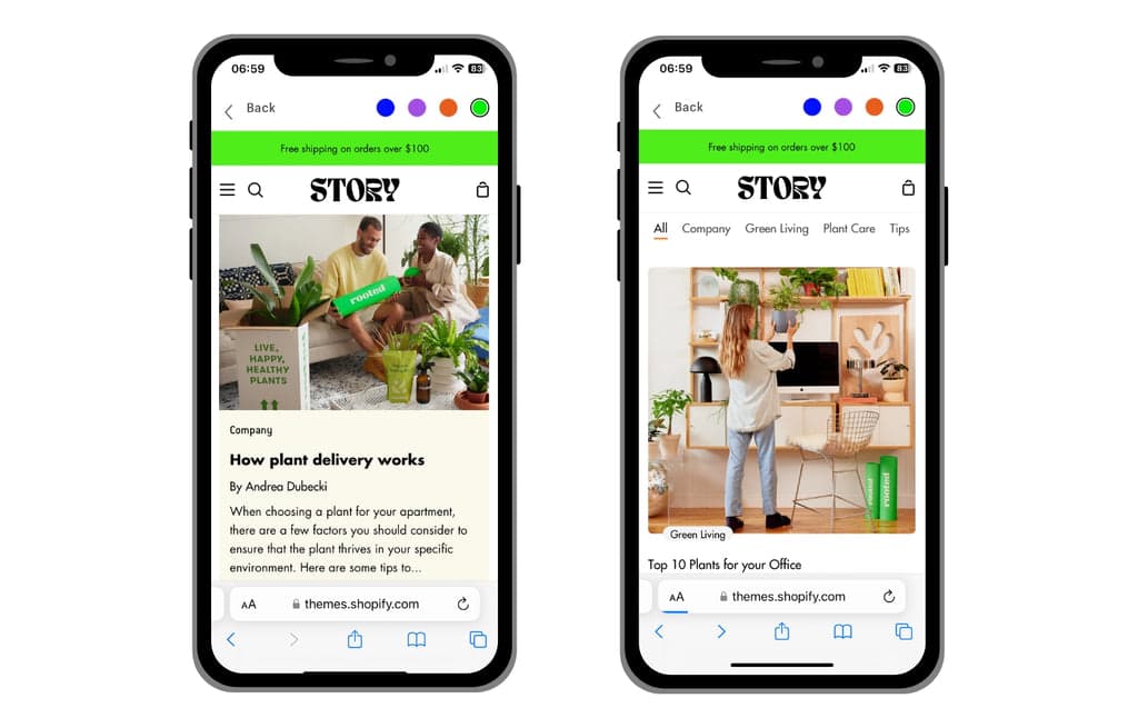 Story blog post layout on mobile