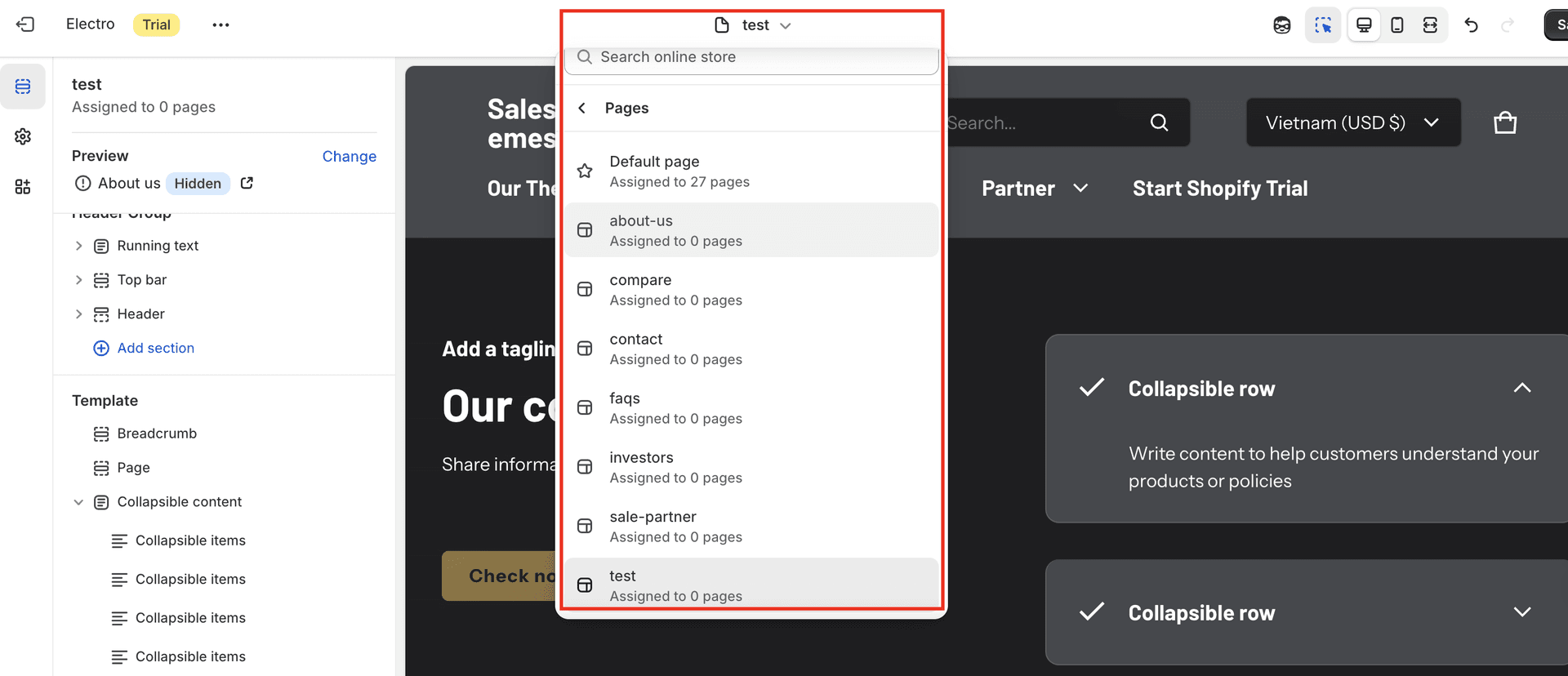 choose a page to add faq