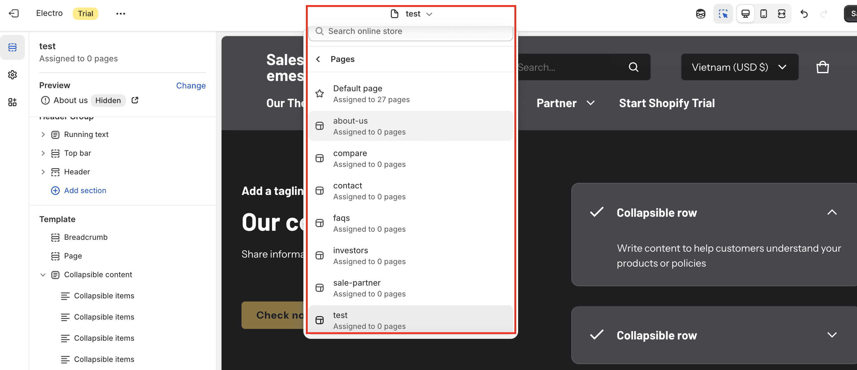 choose a page to add faq
