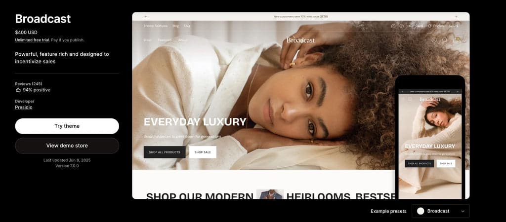 jewelry theme example